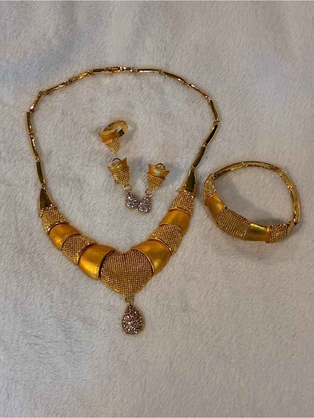 Gold-Tone Sculpted Necklace, Bracelet & Earring Set
